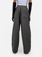The "Paris" Pinstripe Pant - Grey/Light Grey