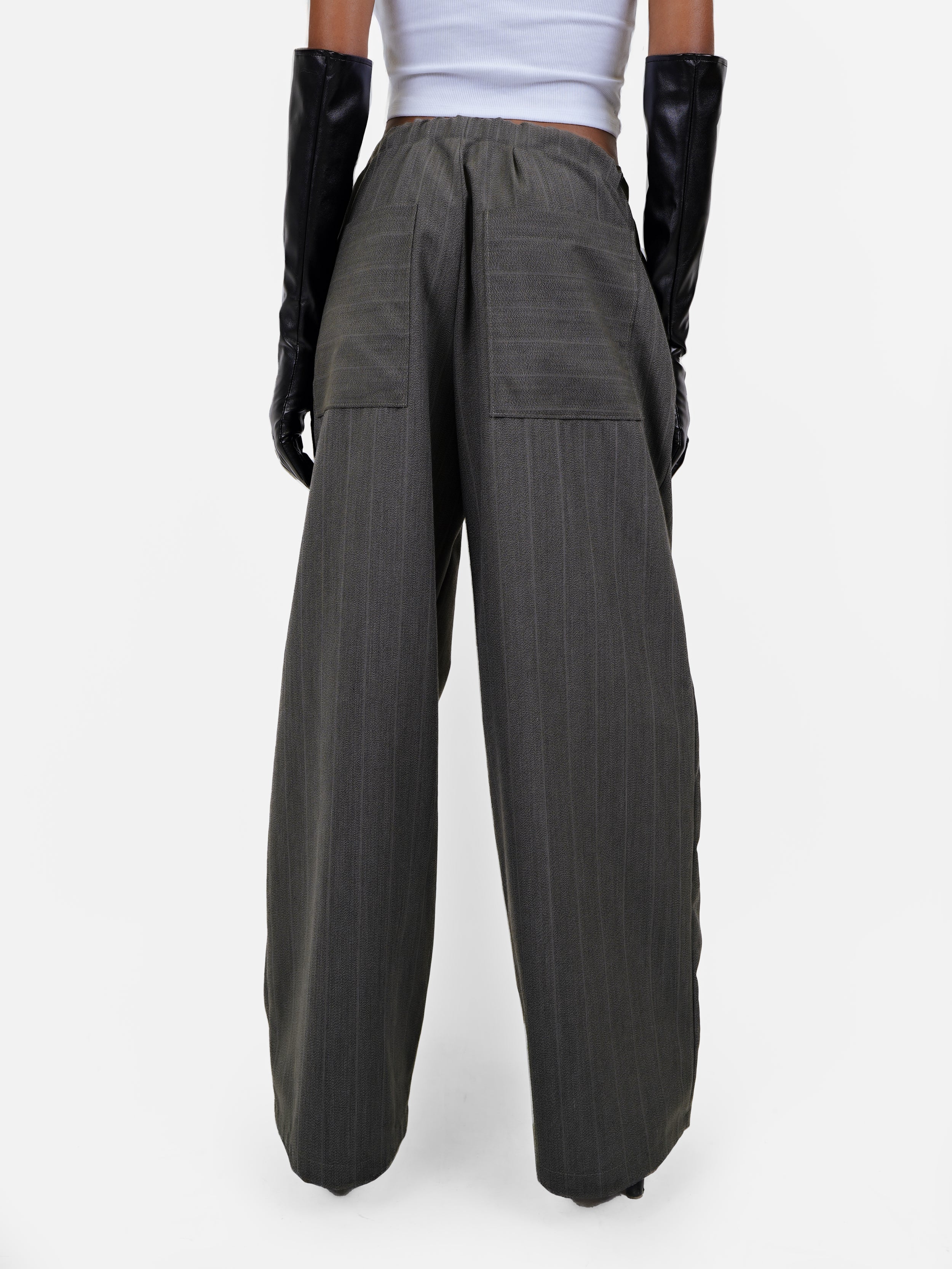 The "Paris" Pinstripe Pant - Grey/Light Grey