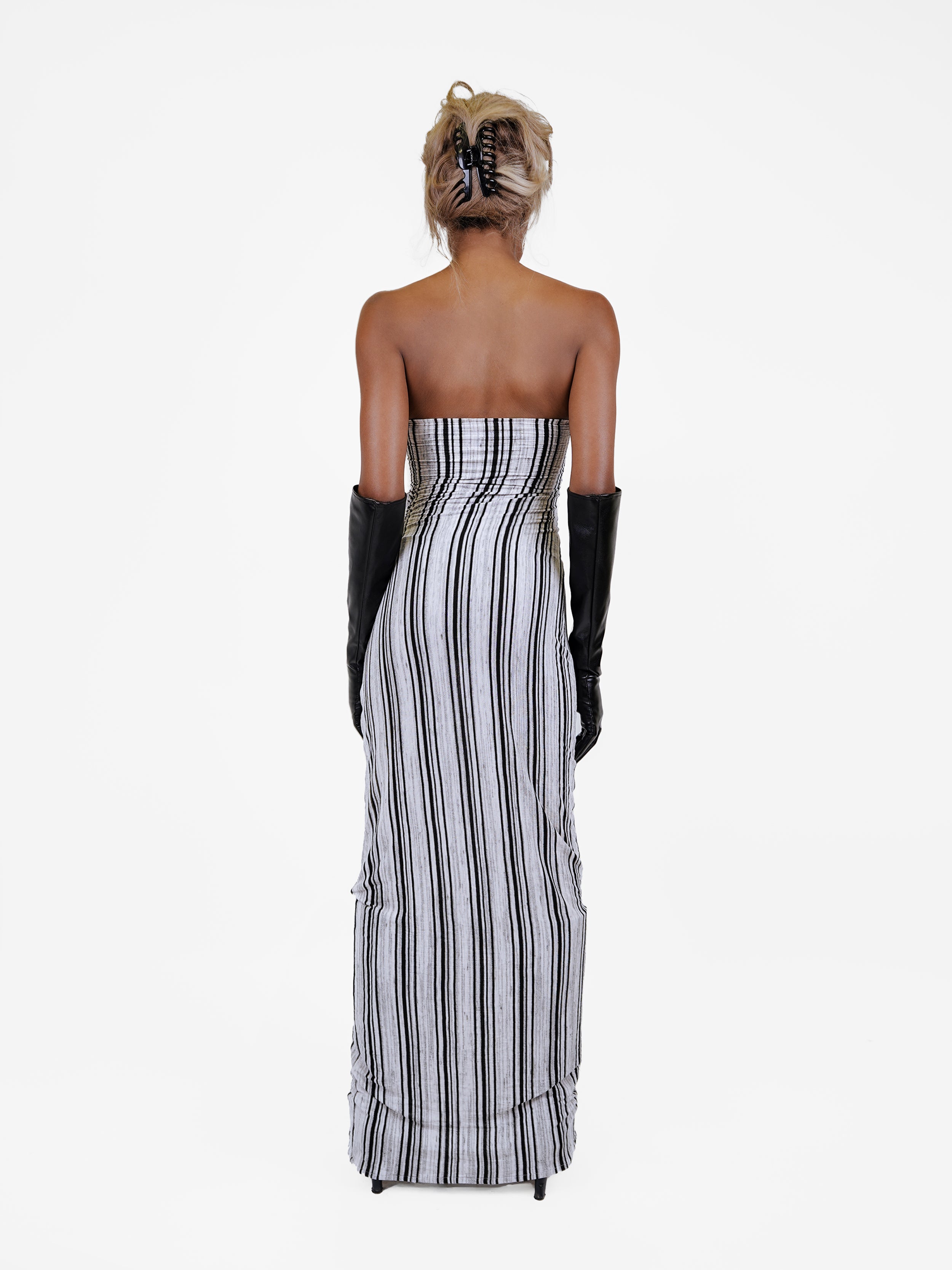 The Striped Maxi Dress - Black/Grey/Ivory