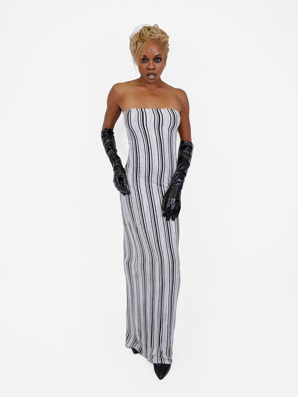 The Striped Maxi Dress - Black/Grey/Ivory