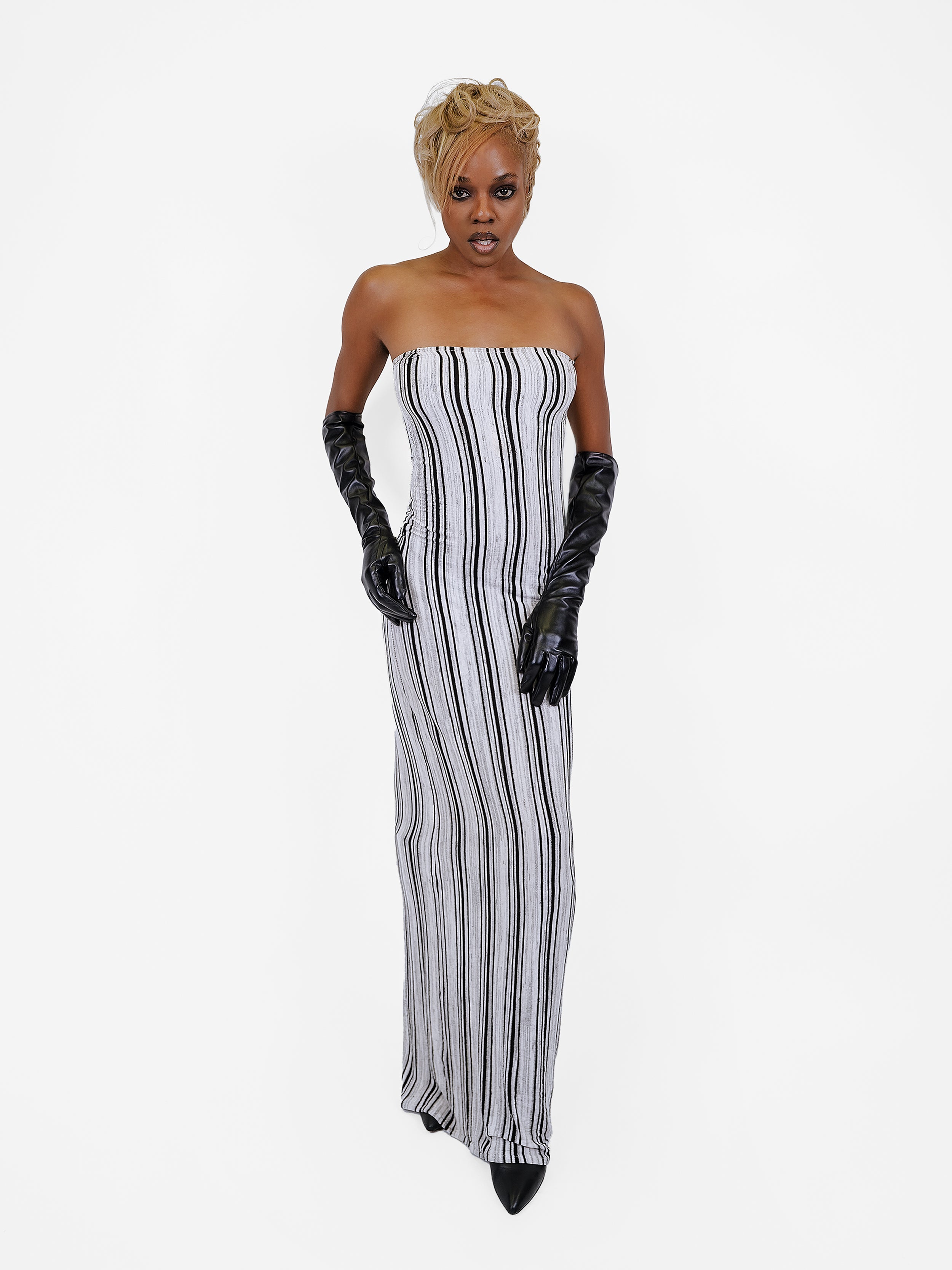 The Striped Maxi Dress - Black/Grey/Ivory