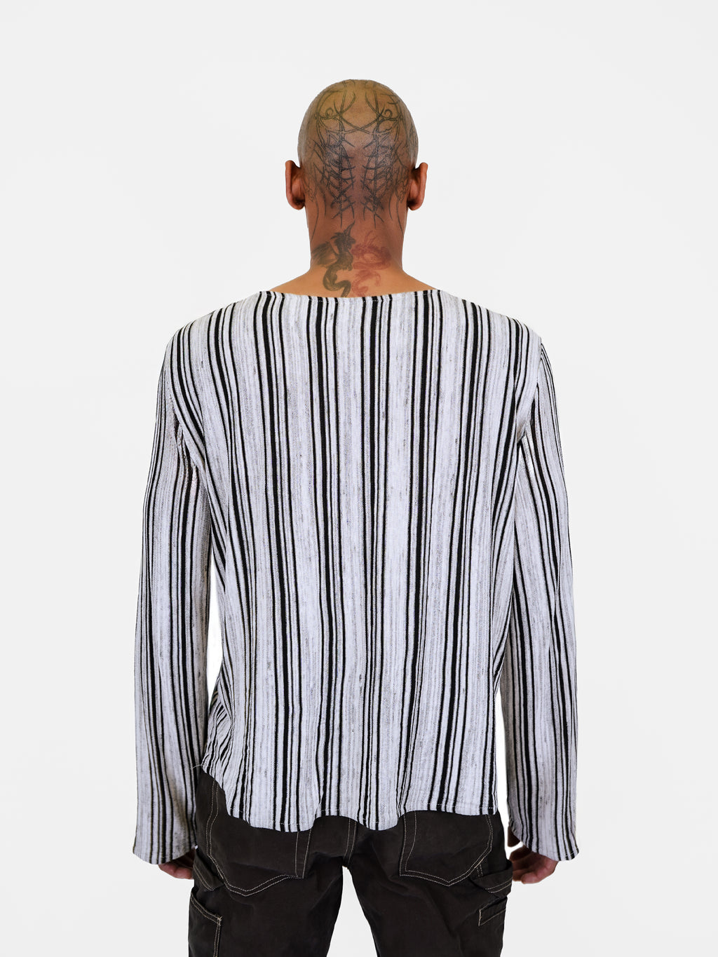 Striped Longsleeve Tee - Black/Grey/Ivory