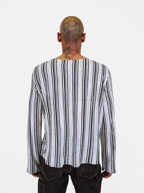 Striped Longsleeve Tee - Black/Grey/Ivory