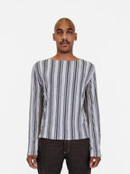 Striped Longsleeve Tee - Black/Grey/Ivory