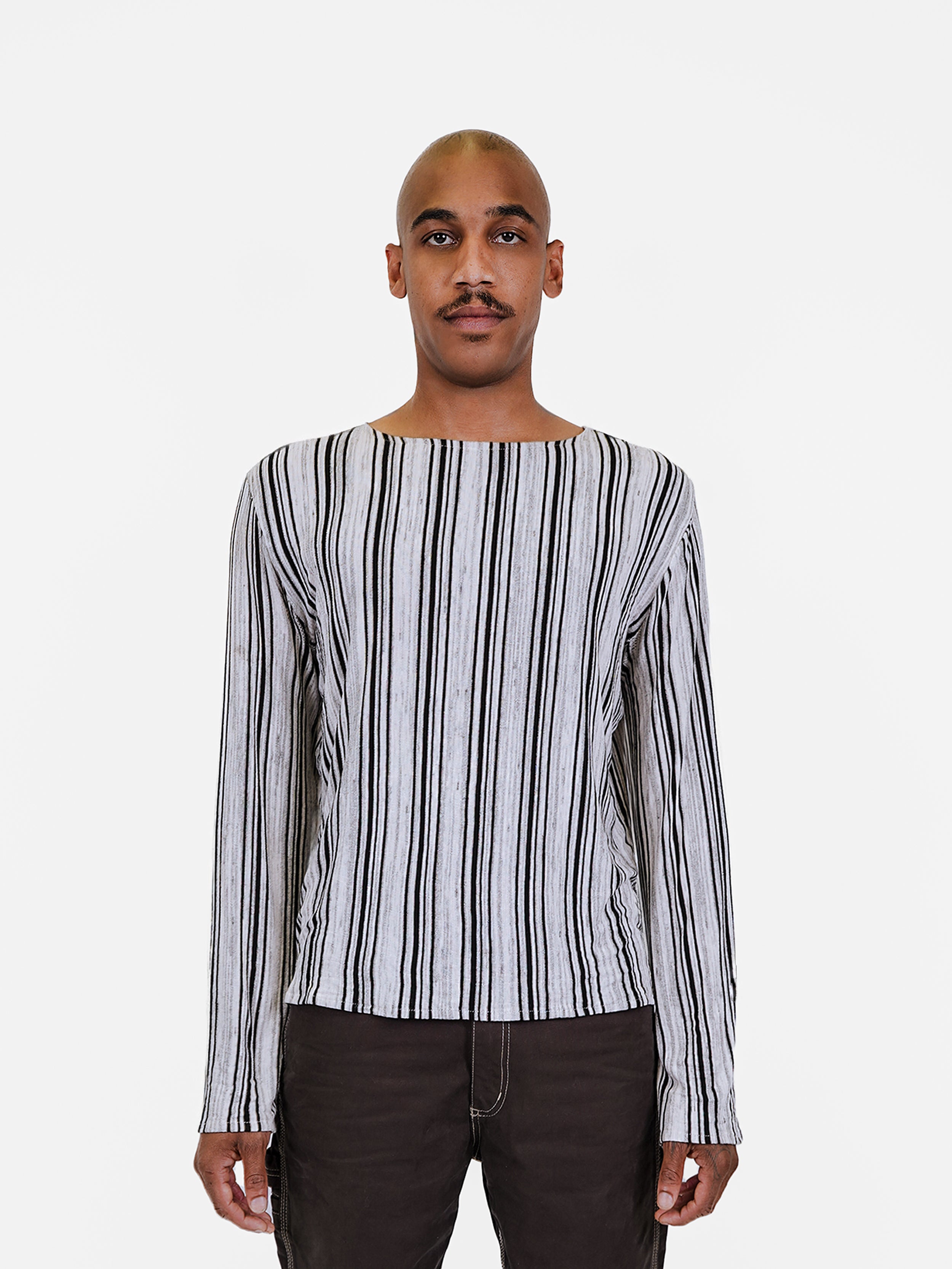Striped Longsleeve Tee - Black/Grey/Ivory