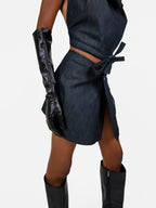 The "Zoe" Wrap Skirt - Dark Indigo